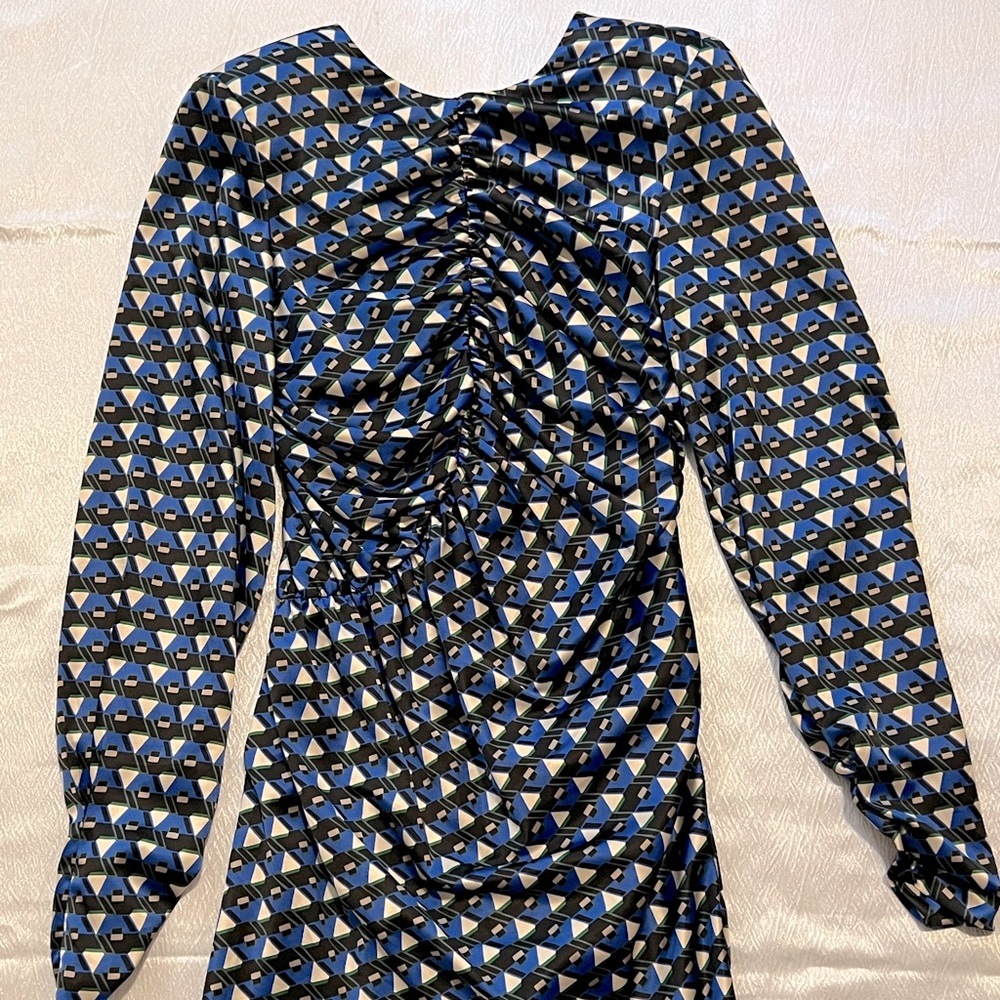 Abstract, silk long sleeve dress